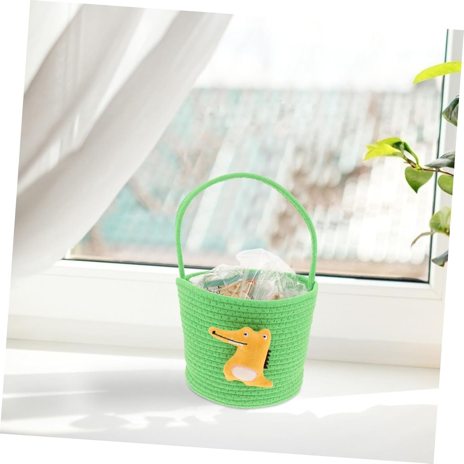 SHOWERORO Small Cotton Rope Basket Versatile Candy Bucket for Diapers Storage Nursery Decor Handwoven Crate for Pet Organizer Halloween Use image number 1