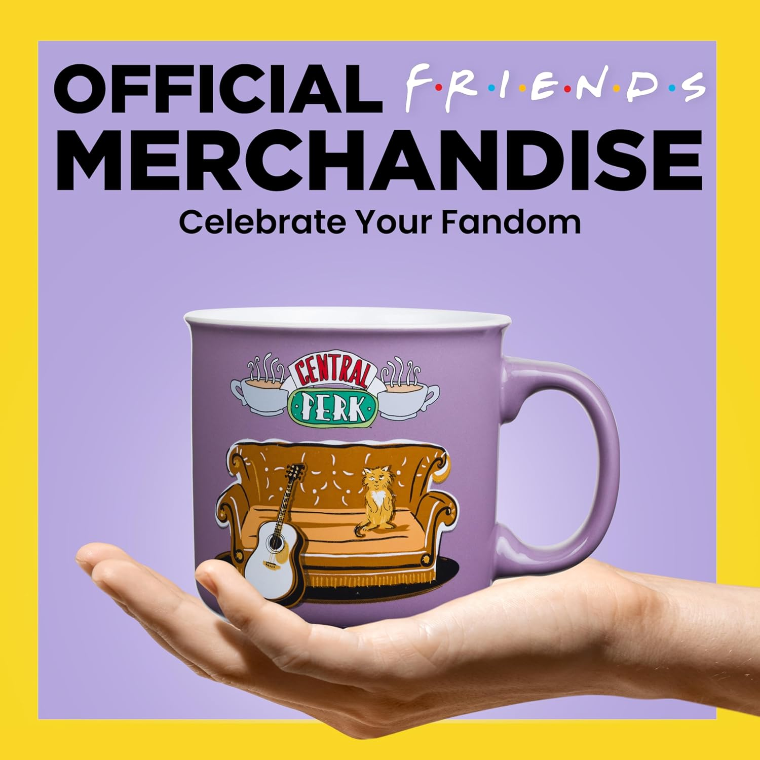 Silver Buffalo FRD463E1 Friends Smelly Cat Central Perk Camper Ceramic Mug, 20-Ounce, Purple image number 2