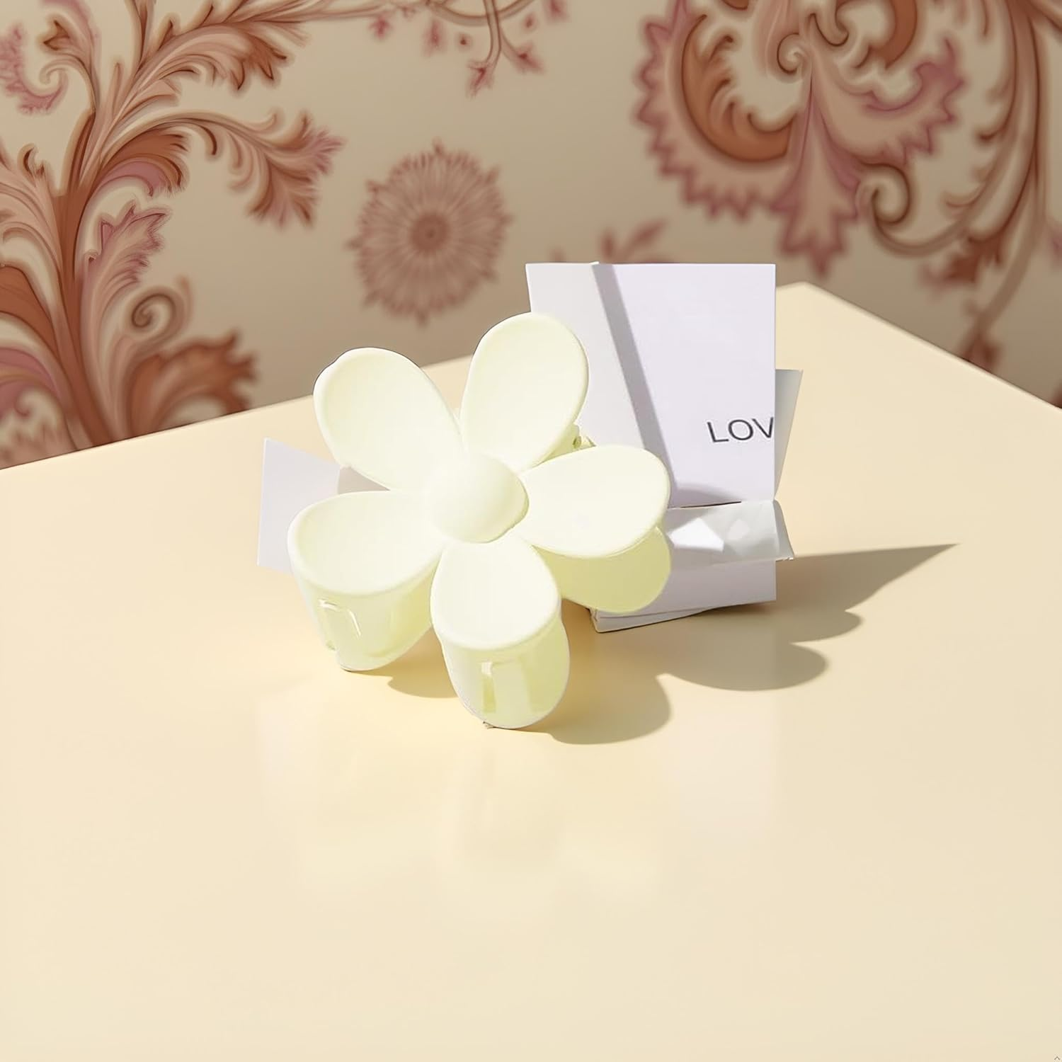 Cute White Flower Hair Claw Clips - Big Thick Scrunchie Hair Clips for Sweet Hairstyles Hair Accessories image number 5