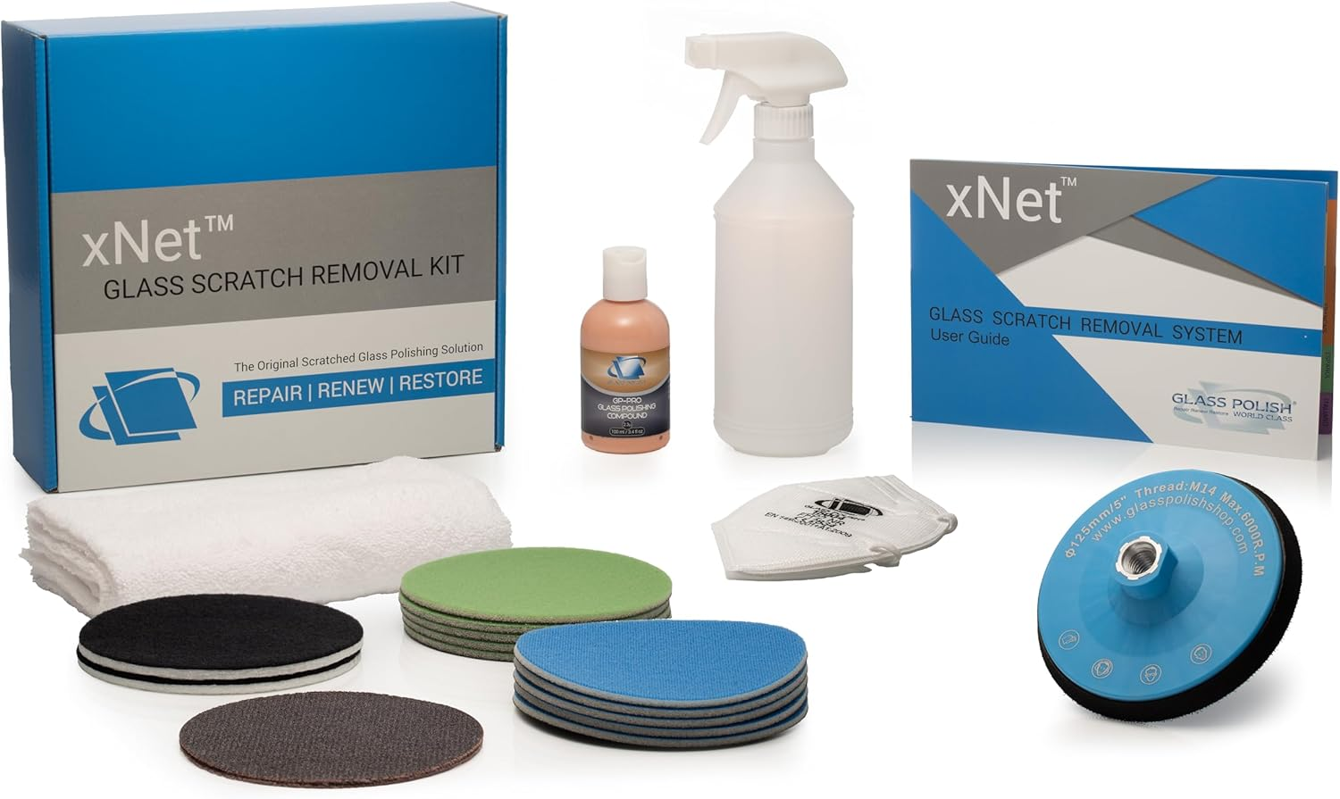 Glass Polish 125Mm (5&rdquo;) PRO Glass Scratch Removal Kit for Professional Glass Polishing, Removes Scratches, Graffiti, Water Damage, and Acid Etching, Restores Original Condition image number 2