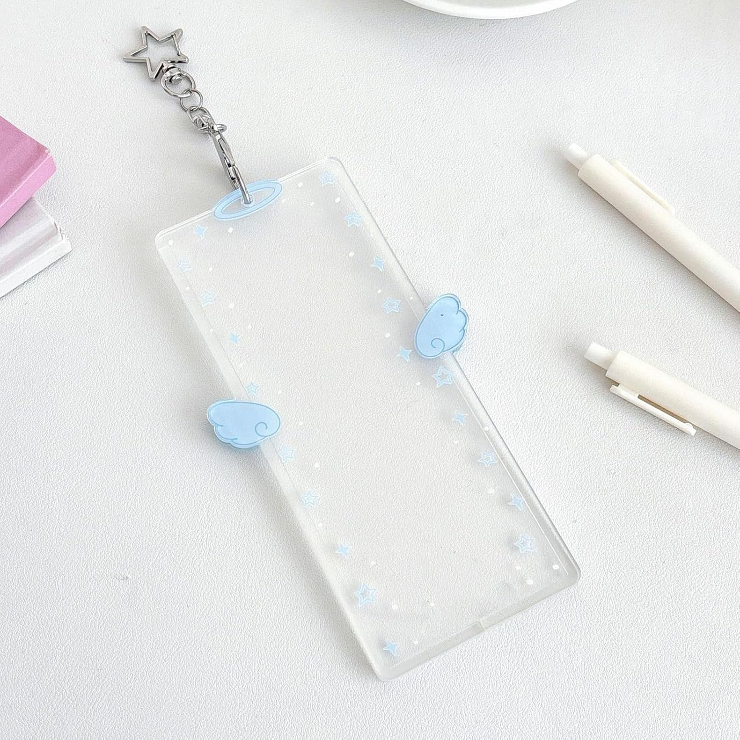 Picture Keychain,17X9Cm Cute Acrylic Clip - Cartoon Wing Keychain Picture Holder - for Women Men Kids Friends Valentines Day Birthday Holiday Party Favors Bag Purse - Black And White image number 6