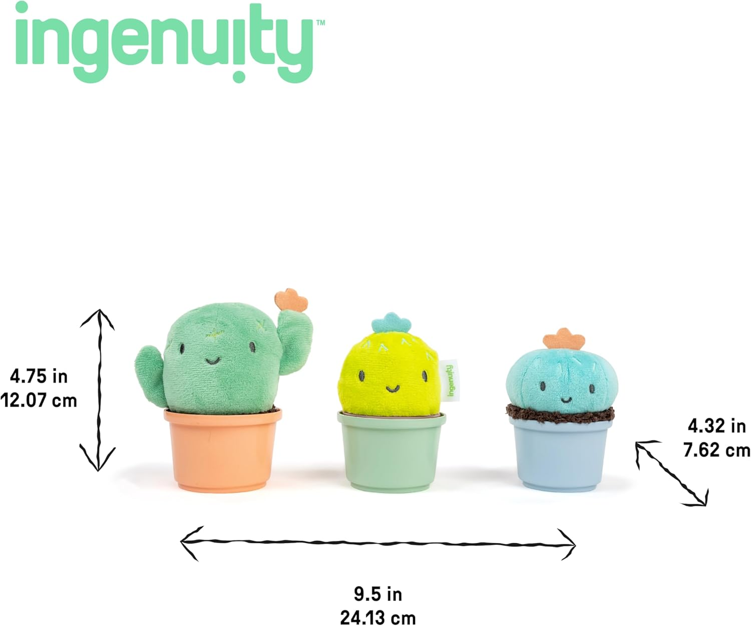 Ingenuity Calm Springs Nesting Rattles for Baby 3 Months & Up, Stackable Toys, Bpa-Free Multi-Texture Rattle Set of 3, Unisex image number 1