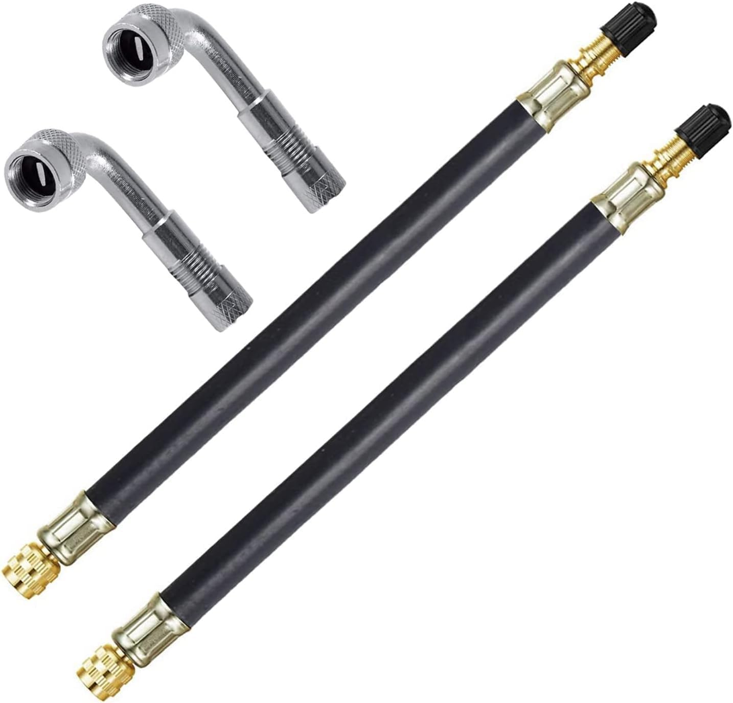 KEWAYO Valve Stem Extension, 2PCS 210Mm Dually Valve Stem Extenders 2PCS 90 Degree Brass Valve Stem Extension Adaptor for Car Truck Motorhome Trailer RV