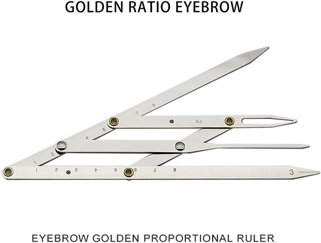 Dr.Pedi Eyebrow Golden Ratio Caliper Stencil with Flexible Arms Microblading Permanent Makeup Reusable DIY Tattoo Ruler Measurement Symmetrical Tool Foldable, Silver, 2 Piece Set image number 5