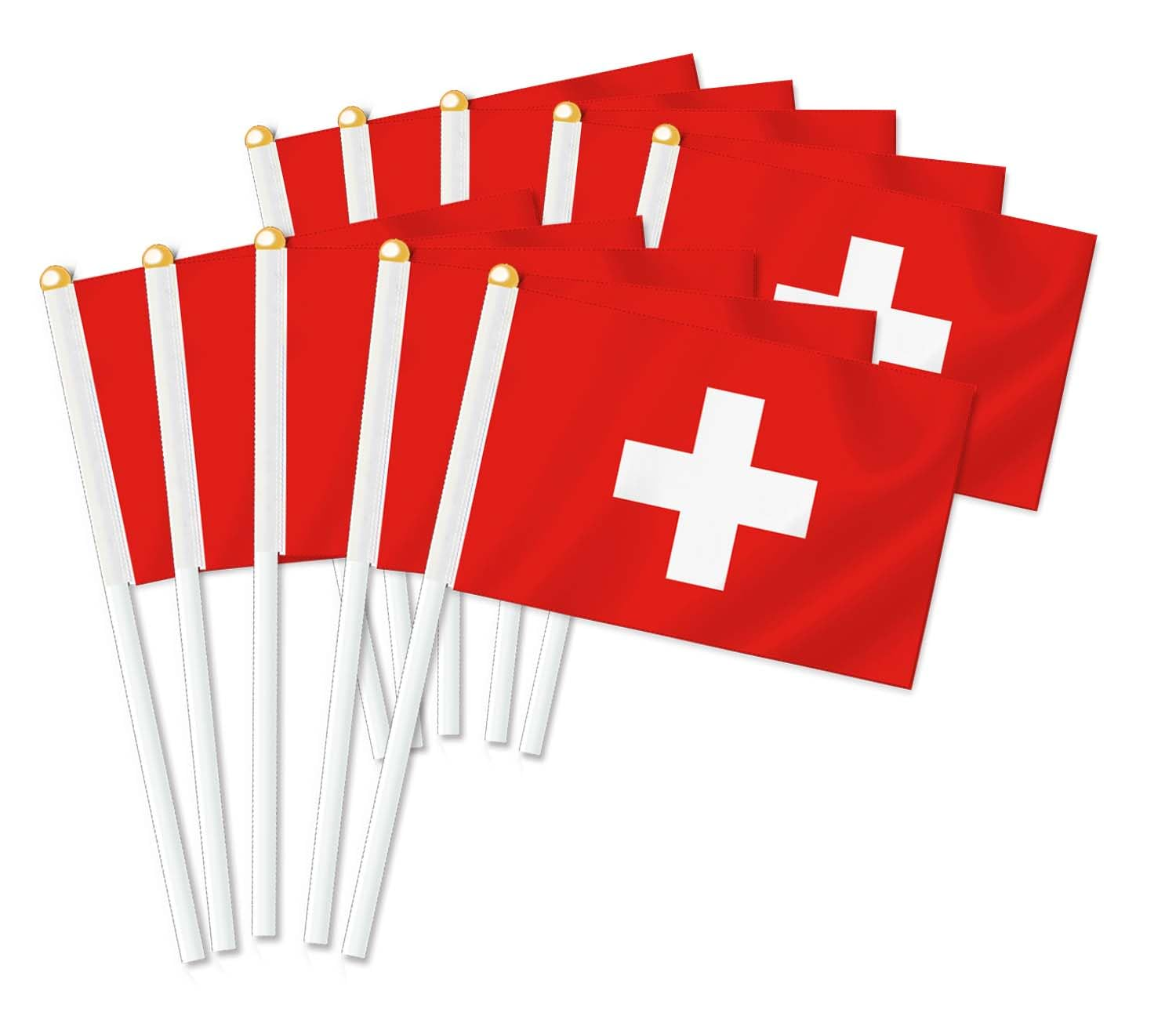 10 PCS Switzerland Handheld Small Flag, Swiss Hand Held Mini Decor Decoration Banner image number 1