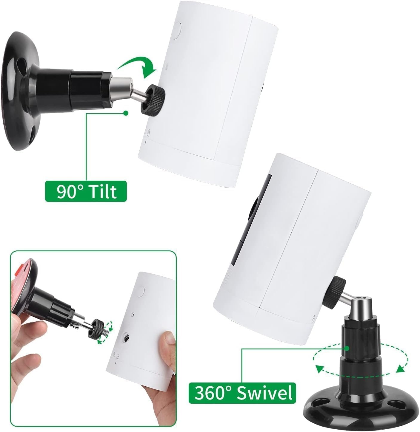 PAIKIUU Pack of 3 Self-Adhesive Ring Camera Mount, Wall Mount, No Drilling, Mounting Bracket, 360 Degree for Arlo Surveillance Camera, Black - 1 X Black For Flashing image number 5