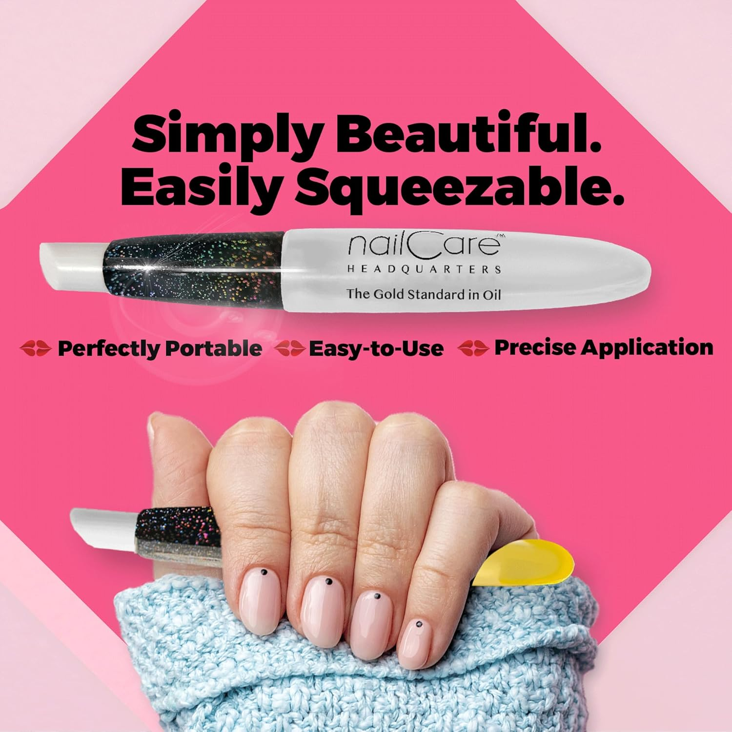 Nail Care Headquarters Refillable Holographic Cuticle Oil Pen for Nails - Empty Holo Squeeze Nail Oil Pen with Brush by Bliss Kiss | 1 Pen image number 4