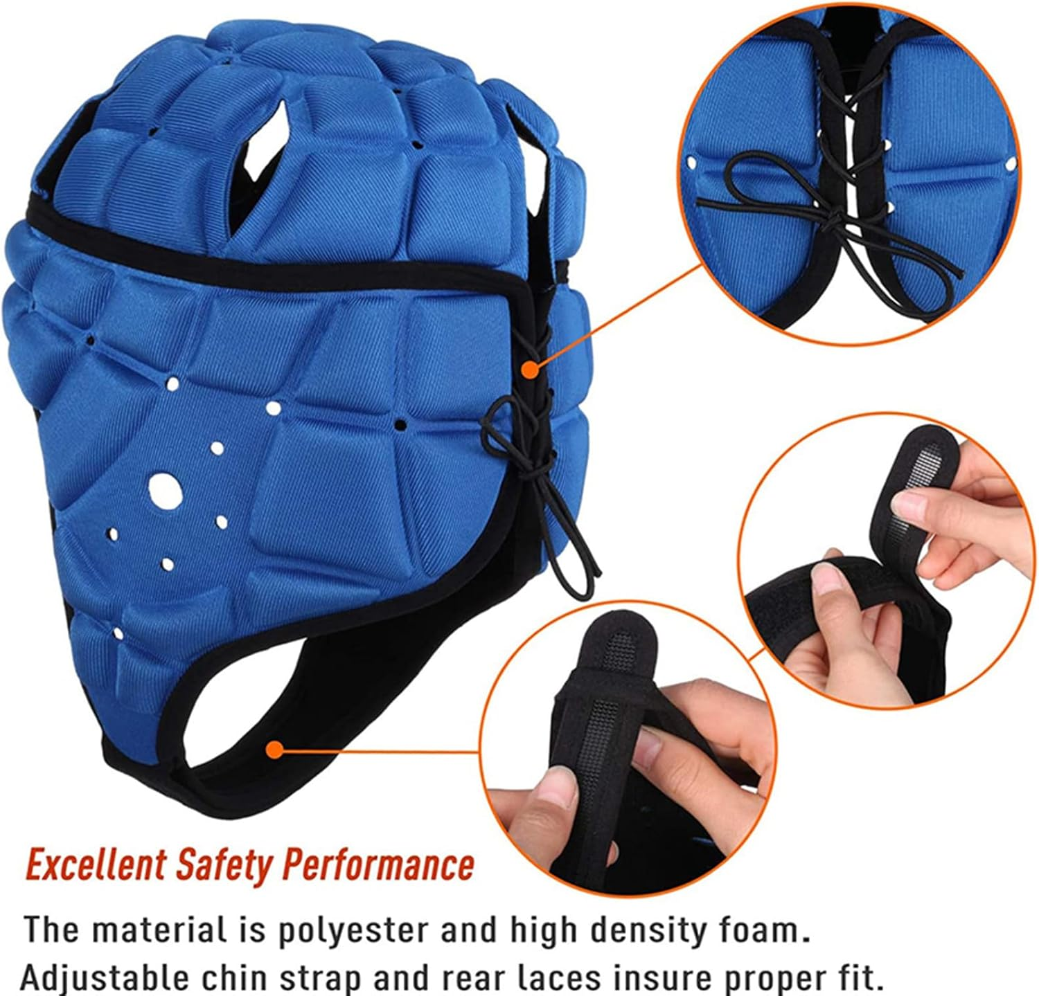 Flygragon Rugby Helmet, Adjustable 7V7 Flag Football Helmets for Kids Youth, Soft Padding Scrum Cap, Breathable Headgear for Sports, Brazilian Jiu-Jitsu, Special Needs image number 2