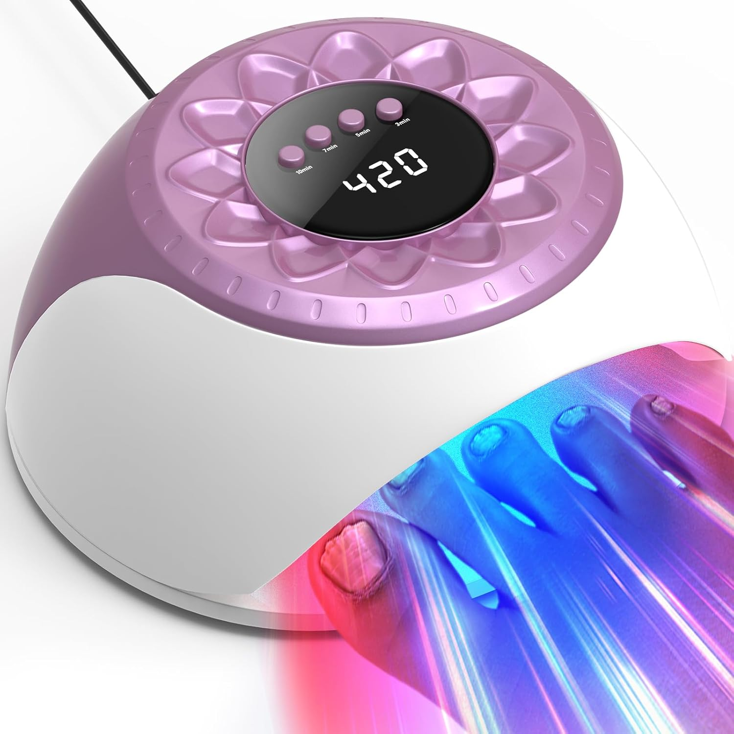Ikeener Nail Fungus Laser Treatment Device, Large Size Fungal Nail Treatment Device with 15*470Nm Blue Light and 42*650Nm Red Light, Natural Solution for Damage, Broken, Cracked & Discolored Nails