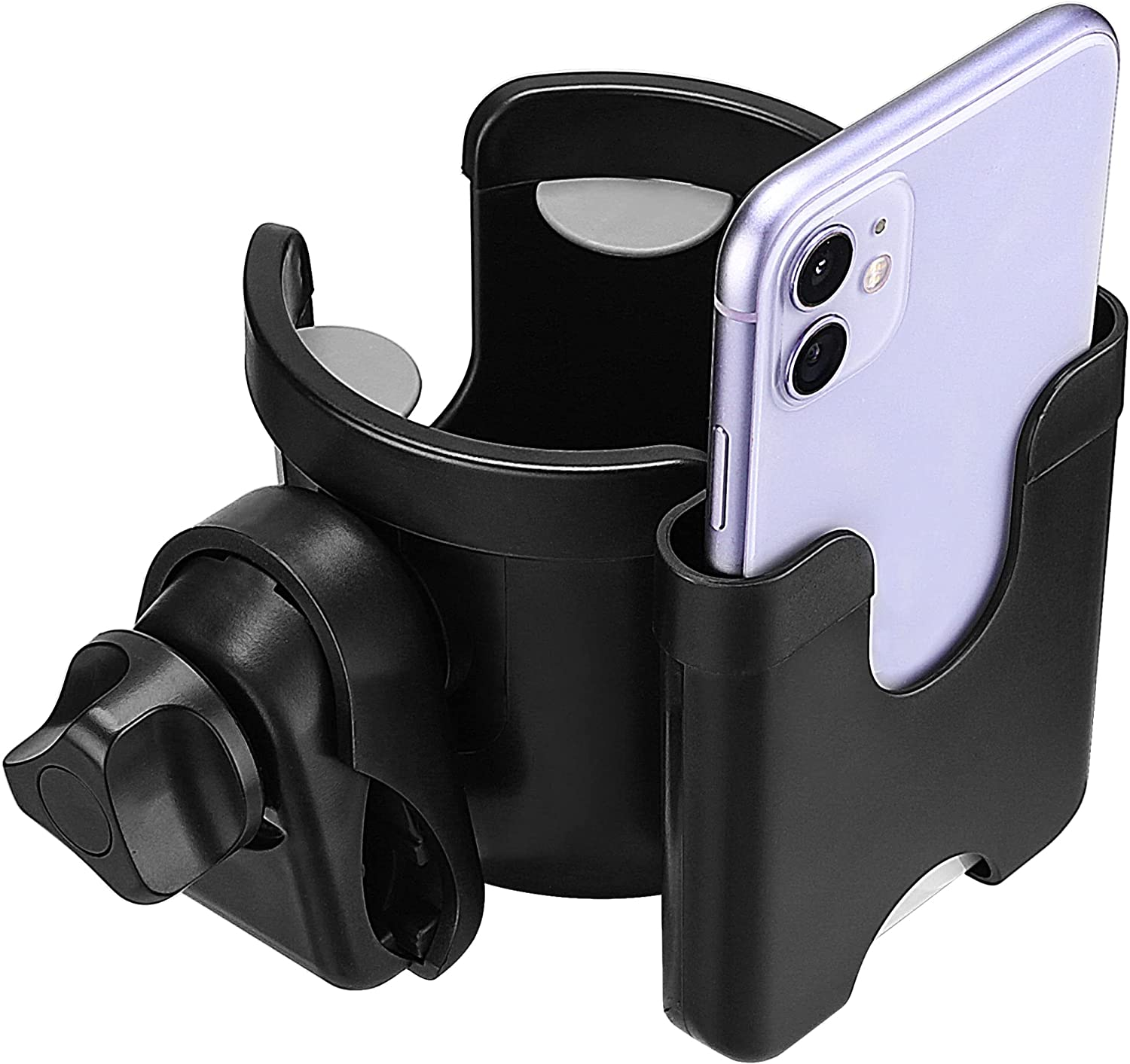 Suranew Universal Stroller Cup Holder, Adjustable Drink Holder with Phone Holder for Baby Stroller, Wheelchair, Walker, Bike, Scooter, Gifts for Family Member.