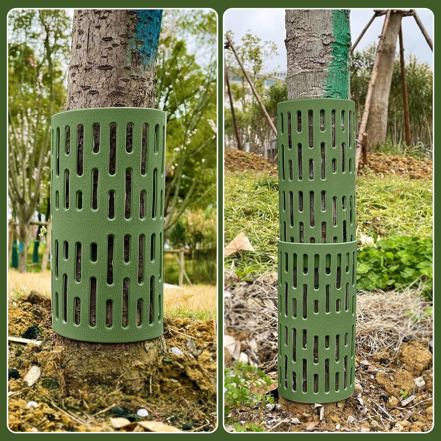 Plastic Plant Guard 10 PCS 34X20 Cm Tree Guards Trunk Protector Bark Plant Protectors Expandable Nursery Mesh for Preventing Tree from Trimmers Mowers (Green) image number 1