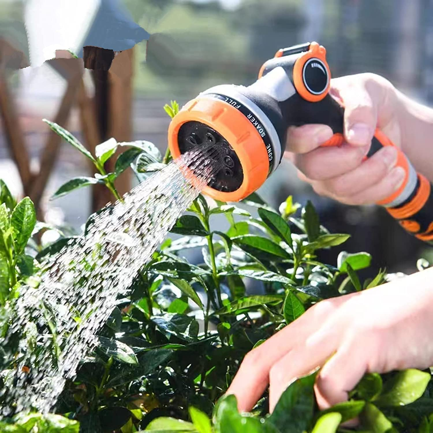 Water Nozzle,Garden Hose Nozzle,Multi Garden Hose Spray Gun,8 Watering Patterns High Pressure Nozzle Sprayer for Watering Lawn,Car Washing,Cleaning,Pets Wash (Black & Orange) image number 3