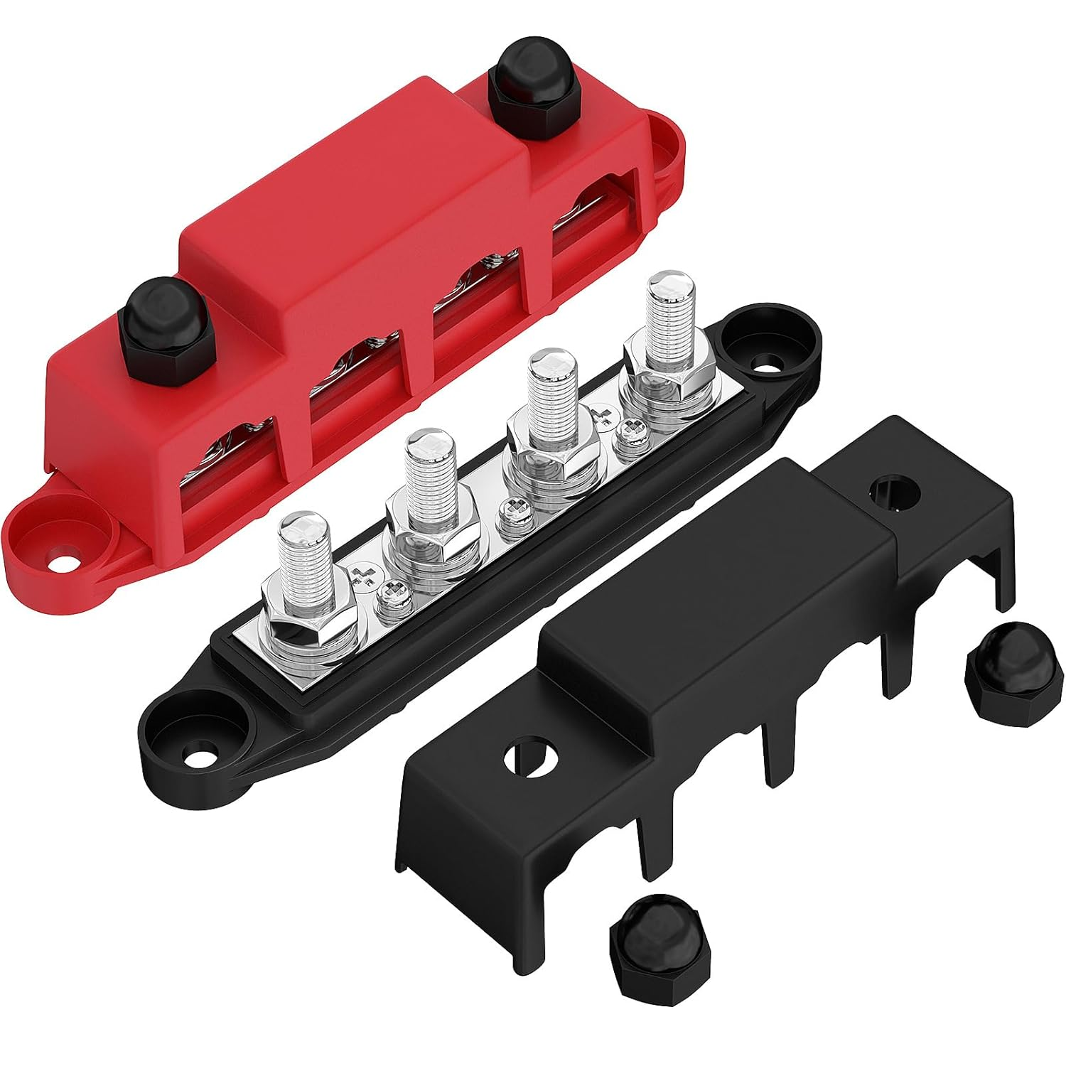 Ziyue 4 Terminals Bus Bar Power Distribution Block M8 Battery Ground Busbar Junction for Car Vehicle Rv Truck Marine Boat Audio Amplifier image number 5