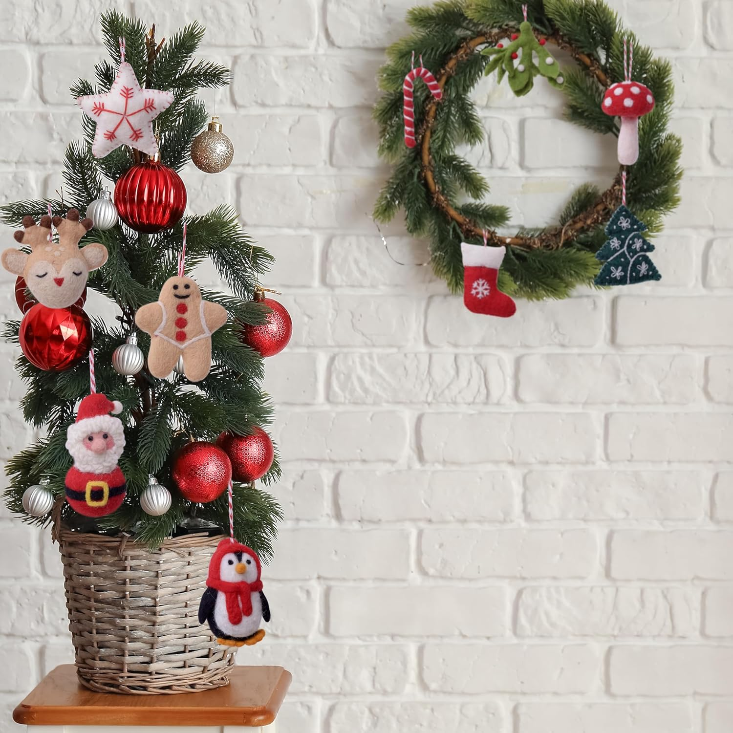 GLACIART ONE Wool Felt Christmas Ornaments Set of 10 | for Christmas Tree Decorations, Hanging Garland, Holiday Mobiles, Advent Wreath Craft or Advent Calendar Ornaments|Passive Oil Diffuser image number 3