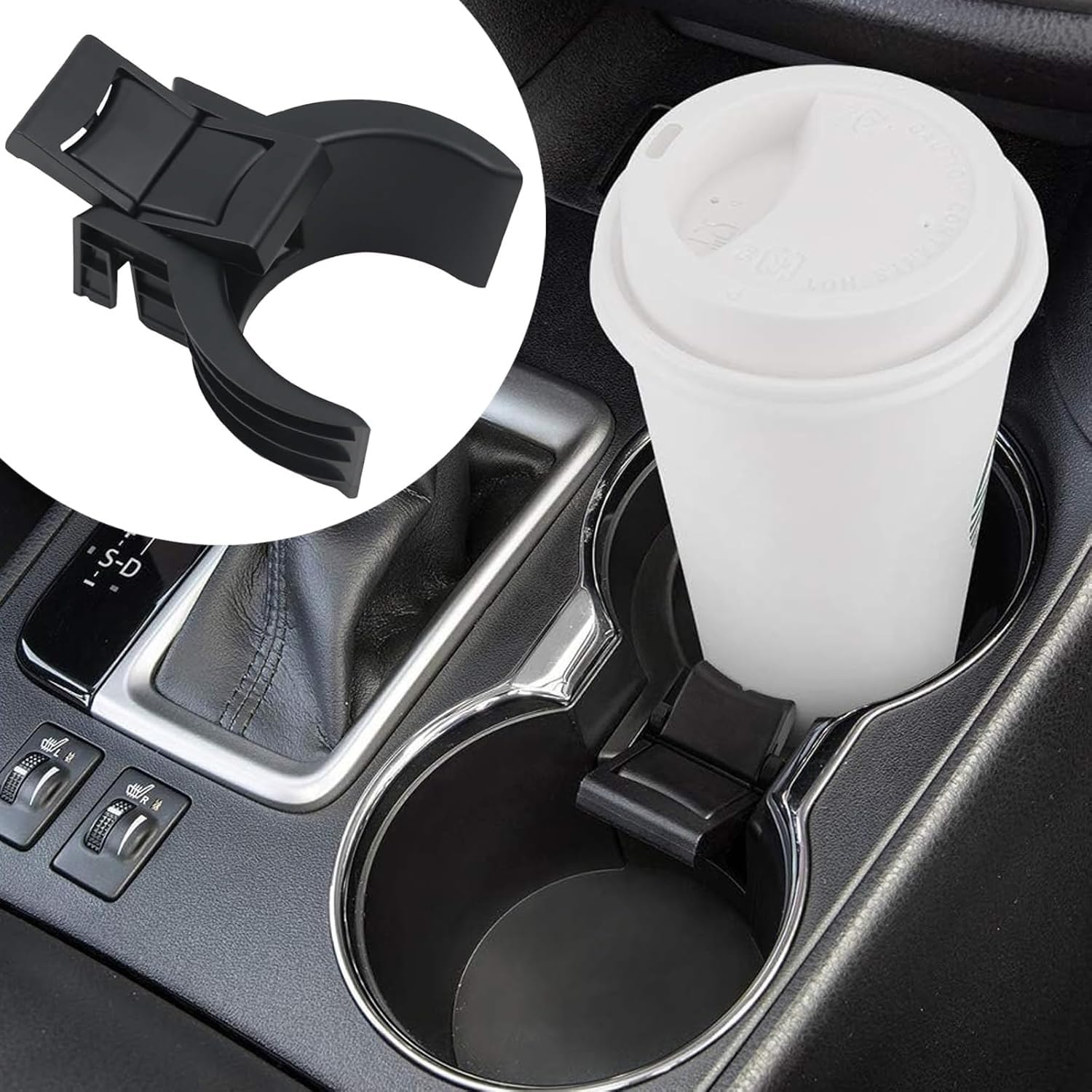 Console Cup Holder Insert Replacement 55618-0E200-C0 Compatible with Toyota Highlander 2014-2020 Plastic Cup Holder Car Accessories Black