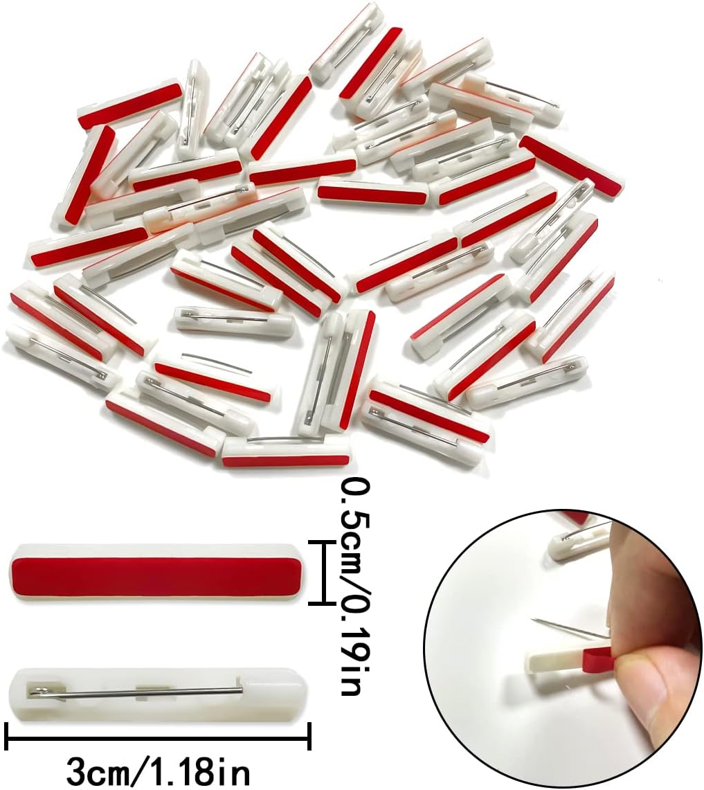 Badge Crafting Pins, 50 Pcs Adhesive Bar Pins for Brooch, Name Tags, ID Badges, Ribbons, Clothes (White) image number 2