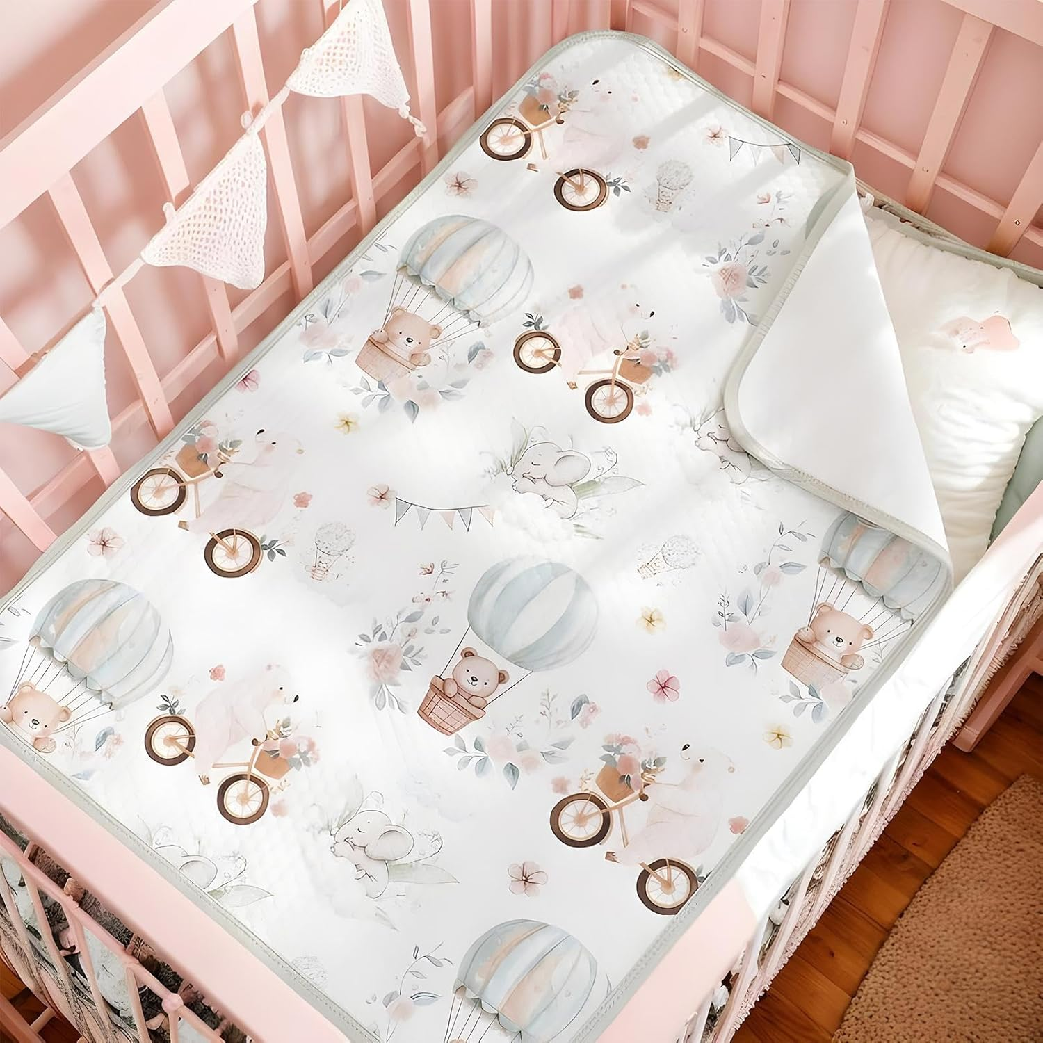 Diaper Changing Mat, Washable Toddler Bed Sheet, 27.56X19In Soft Bassinet Pee Liner, Reusable Overnight Protection, Waterproof Potty Training Pad for Nursery, Bedwetting Solution image number 2