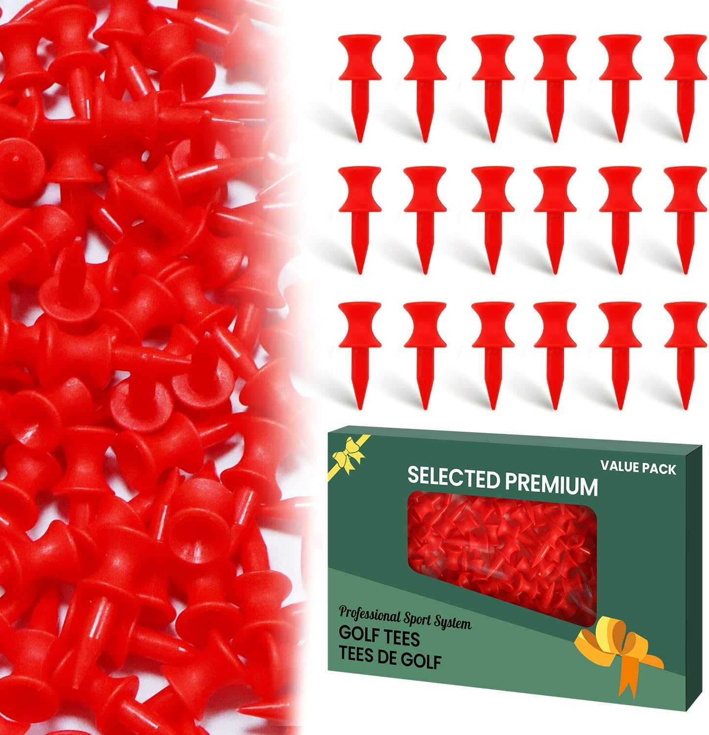 Amy Sport Golf Tees Step down Plastic Unbreakable 50 Pack Reusable Bulk Professional Height Control Castle Tee for Practice