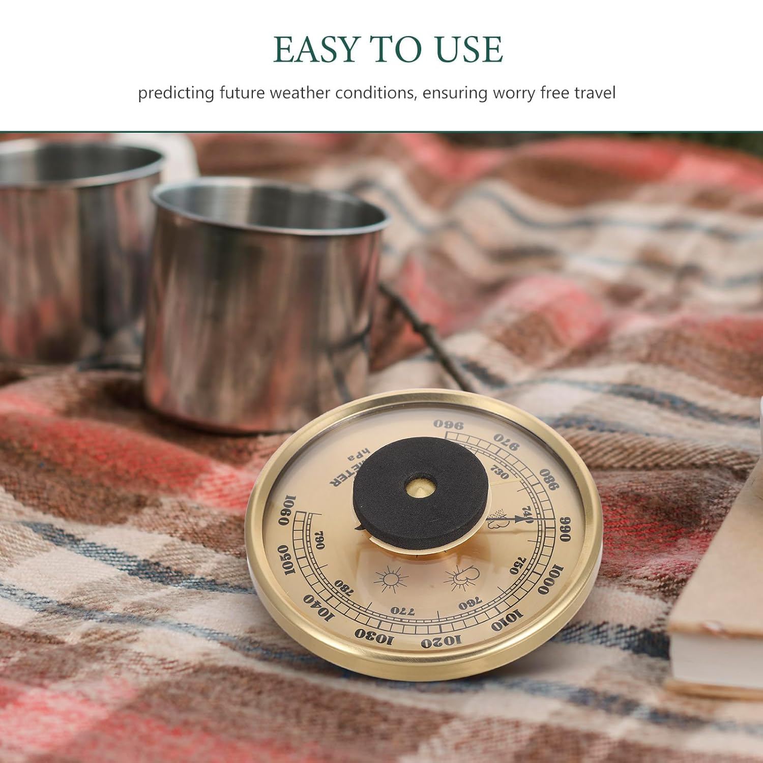 Homoyoyo Dial Type Barometer: Plastic 3-In-1 Indoor Barometer Thermometer Hygrometer 3.54 in Analog Weather Stations for Home Office Fishing Boat image number 3