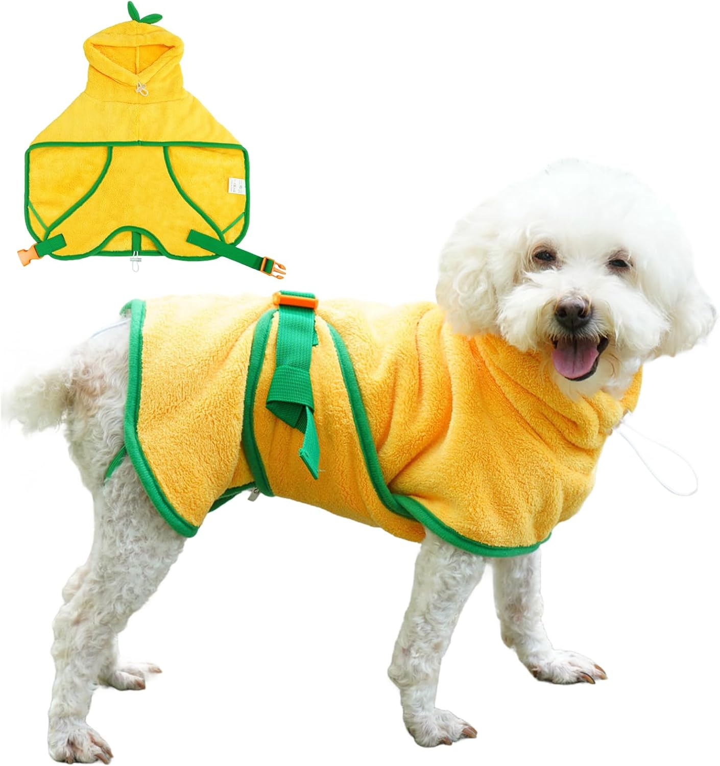 Fnaobai Pet Bathrobe for Dog Cat Absorbently Quick Drying Coat Cute Dogs Bath Towel Hooded Robe Adjustable Collar & Belly Strap for Pool Beach (Pink, XS) image number 4