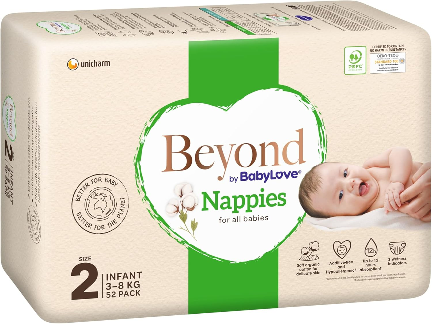 Beyond by Babylove Nappies Size 2 (3-8Kg) | 1 Month Supply 208 Pieces (4 X 52 Pack) image number 5