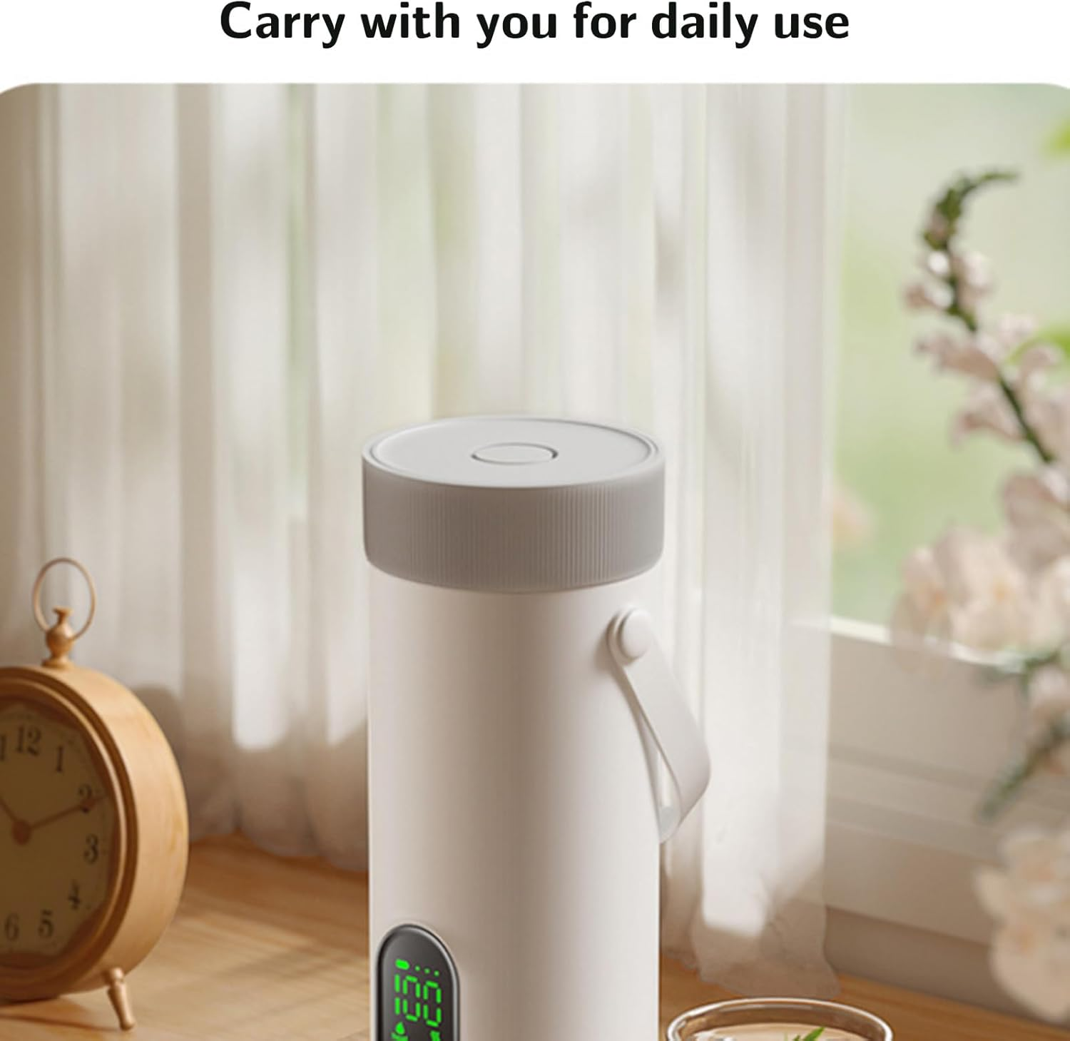 Bewinner USB Rechargeable Travel Electric Kettle 350Ml, Battery Powered Hot Water Boiler for Tea Coffee, Portable Cordless Cup for Car, Camping, Outdoor Use image number 3