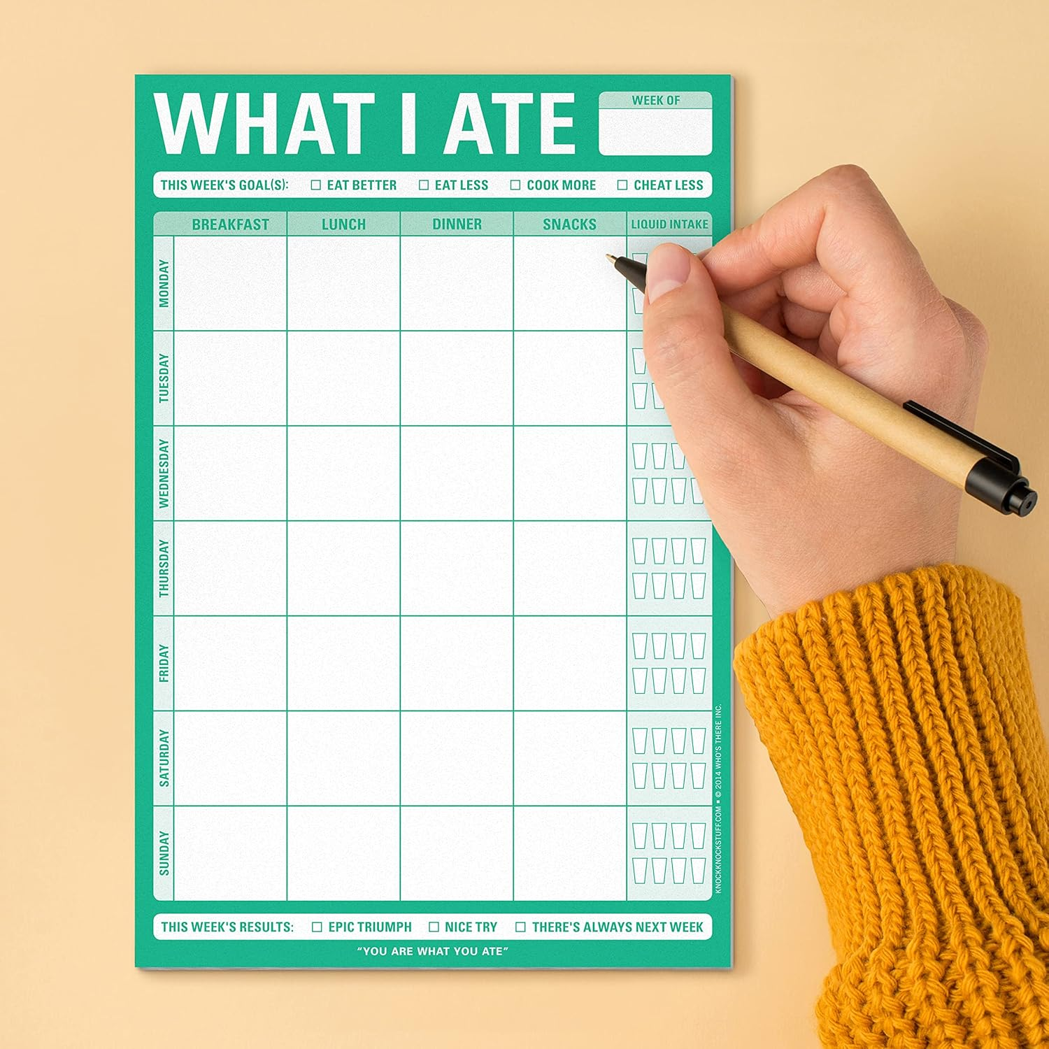 Knock Knock Magnetic What I Ate Pad, Meal Tracker Note Pad with Magnet, 6 X 9-Inches image number 1