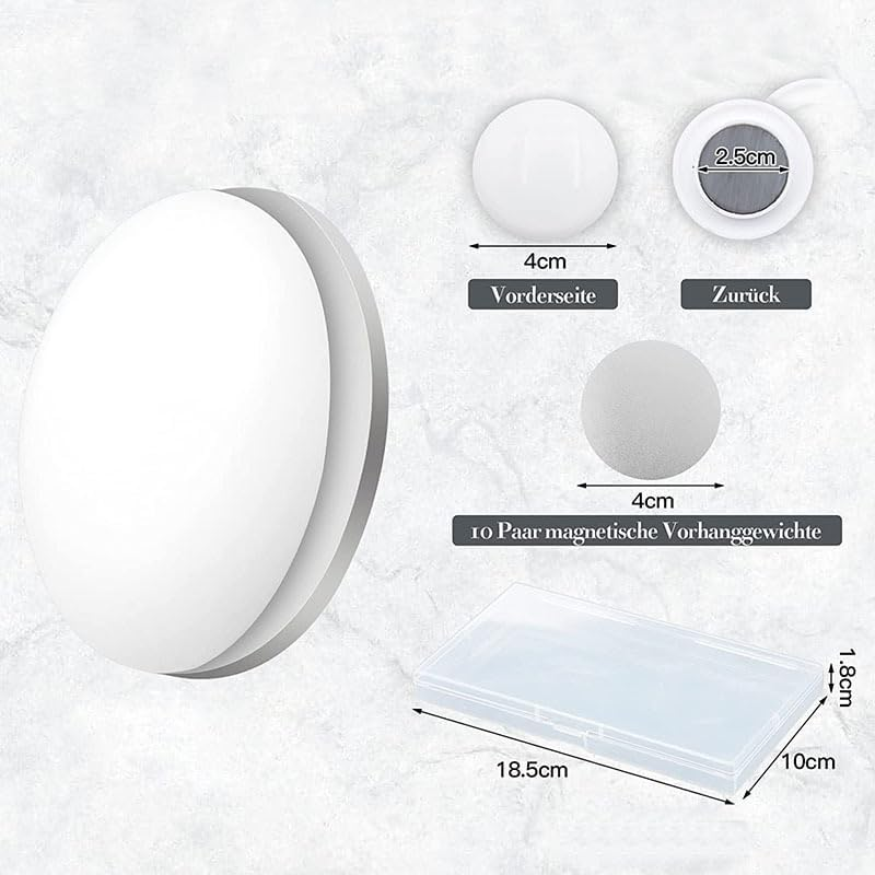 THJOPOKEEL 12Pcs Magnetic Shower Curtain Weights Shower Curtain Magnets Reusable Magnetic Shower Liner Weights Heavy-Duty Magnetic for Bathroom Curtain Outdoor Flag Tablecloths Waterproof White image number 2