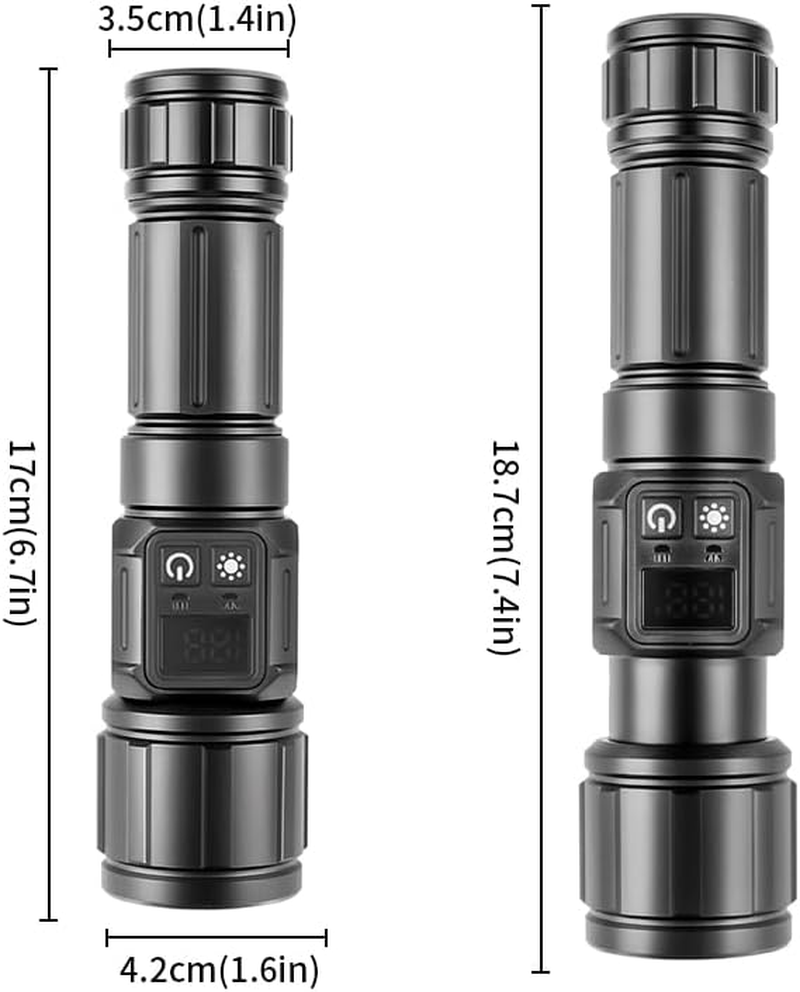 Bokmaton LED Rechargeable Flashlight with 5000Mah Battery, Super Bright Zoomable Torch for Camping Accessories, Waterproof, AAA Batteries Converter Included image number 4