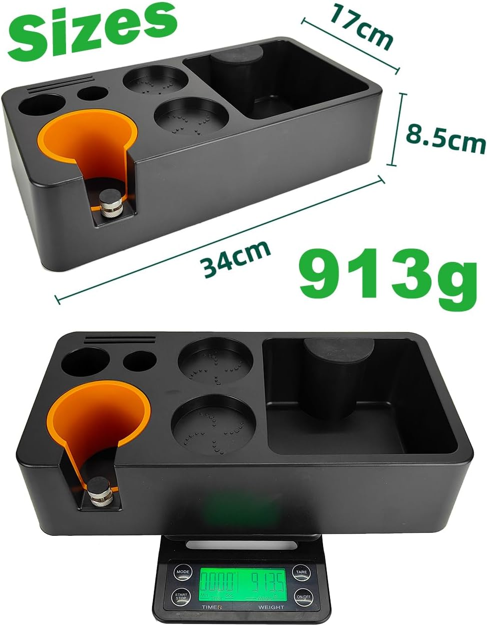 Espresso Coffee Knock Box Organizer for Storage 51 54 58Mm Portafilter Holder Distributor Tamper Puck Screen, Detachable Dump Bin Coffee Accessories Container for Coffee Bar Tamping Station Base Stand image number 4