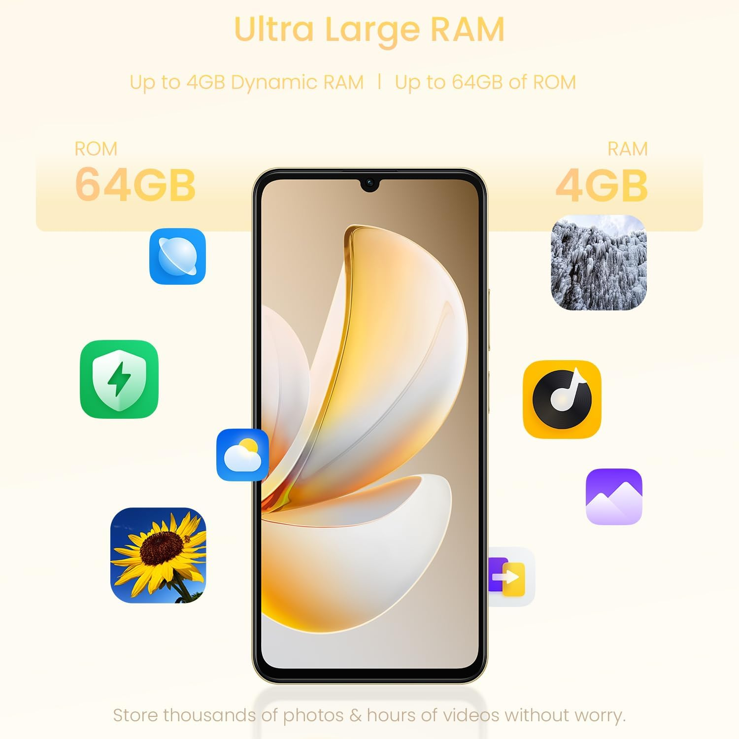 Realme Note 70T 4G Smartphone 4+64GB, Gold, 6.75-Inch Screen, 90Hz Display, 6000 Mah Battery, 32 MP Camera, Powerful Octa-Core Processor, Armorshell Protection, IP54