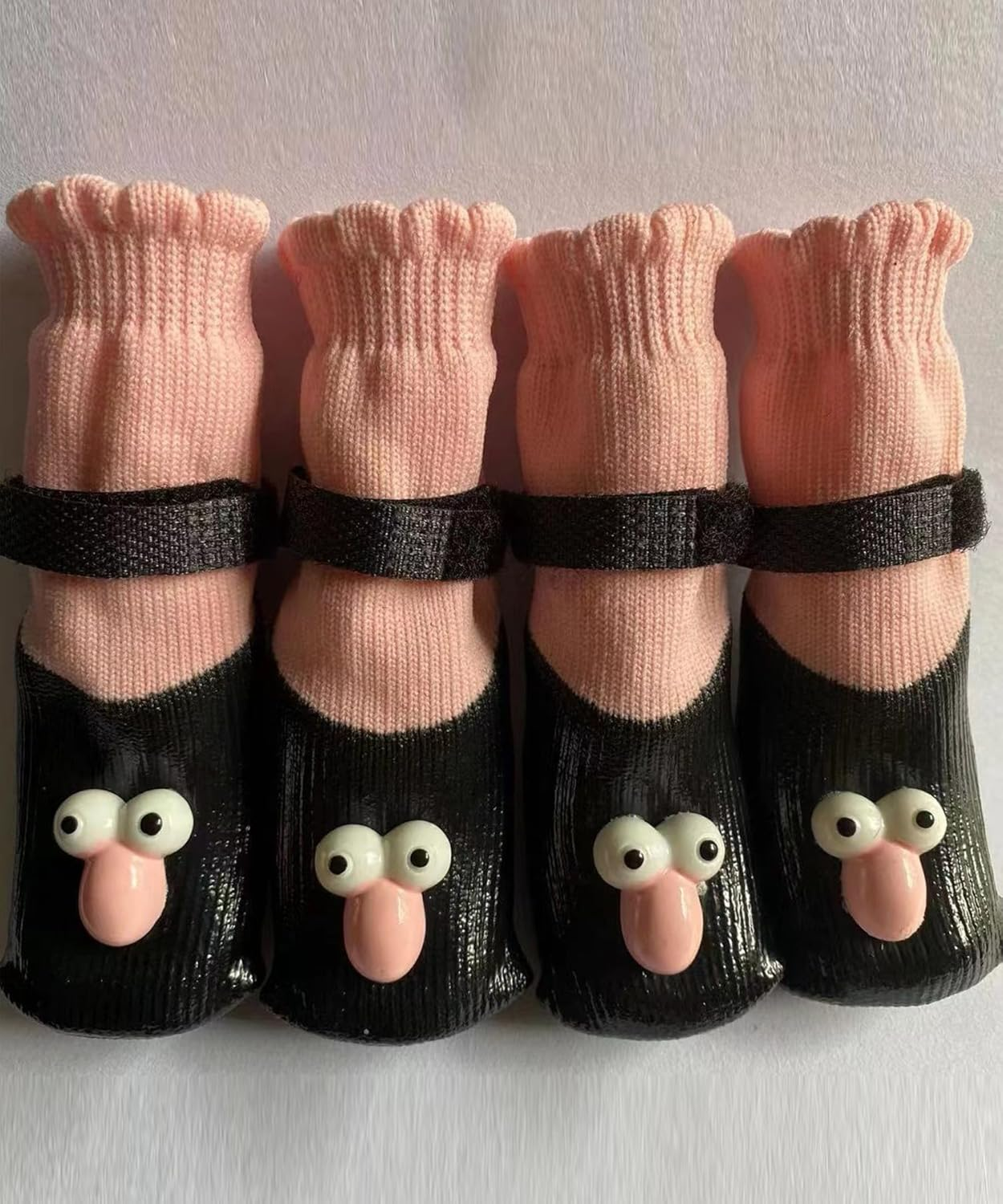 Dog Shoes, Dog Socks, Shoes, Anti-Slip, Small Dogs, Medium Dogs, Cute, Stylish, Pet Shoes, Socks Shoes, Scratch-Resistant, Set of 4, Cute Dog Socks Shoes (Pink, L)