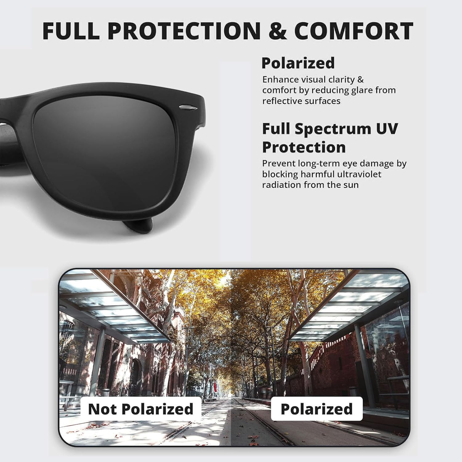 Foldable Sunglasses Polarized UV Protection - Ultra Lightweight Folding Sunglasses with Case, Trendy Unisex Mini Design for Travel, Driving & Outdoor (Black, Includes Case) image number 4