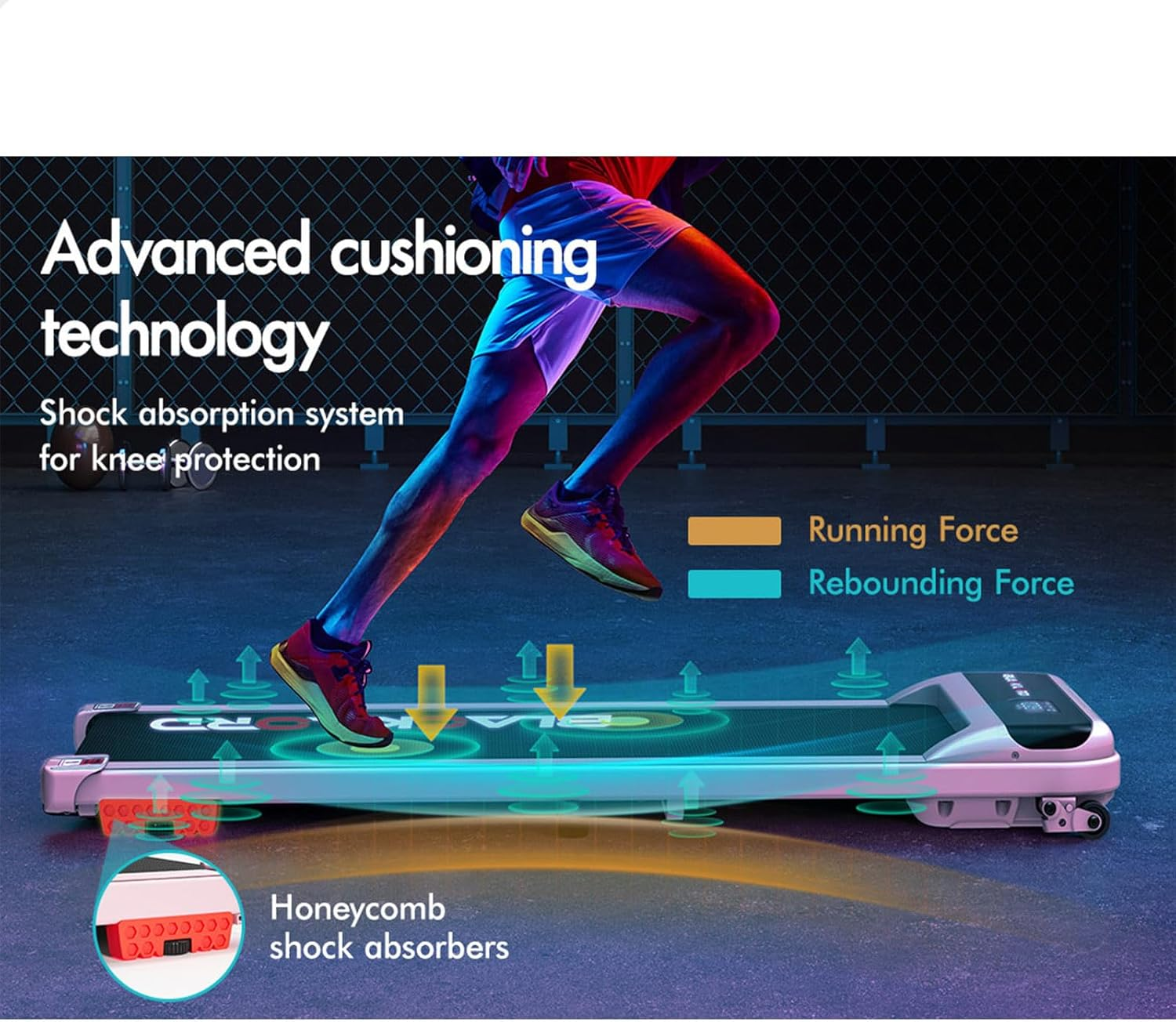 BLACK LORD Walking Pad Treadmill MS2 with Incline, Home Office Gym 3.4HP Fitness Equipment, Portable under Desk, Bluetooth APP Control & Remote Trainer for Jogging Running, Pink image number 4