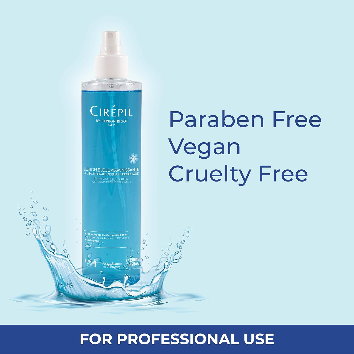 Cirepil - Pre & Post - Purifying Blue Lotion - 250Ml / 8.45 Fl Oz - Cleanses and Prepares the Skin - Pre-Waxing & Post-Waxing image number 3