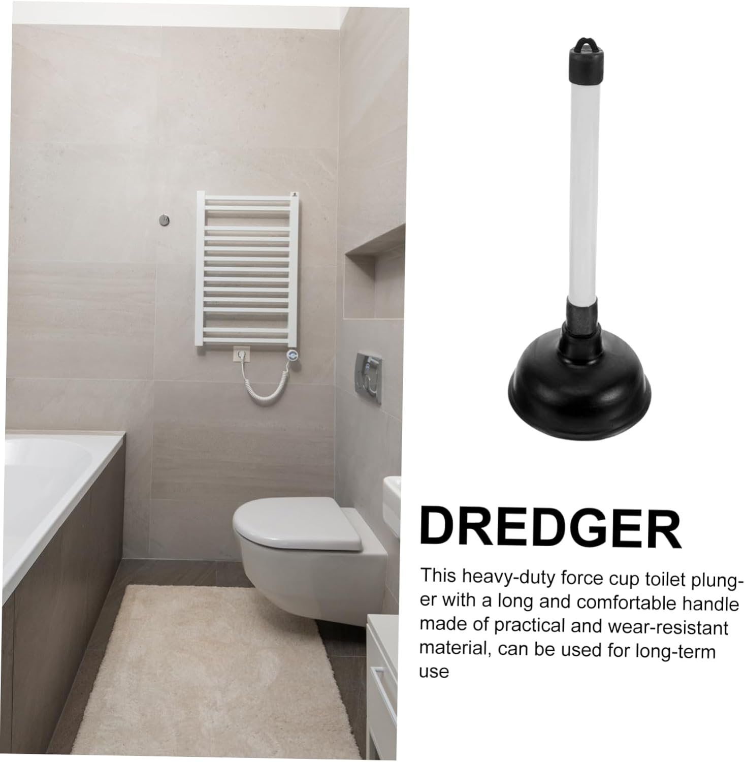 BESTYASH Toilet Plunger Unblocker with Reinforced Cup and Long Handle for Bathroom Kitchen Drain Cleaning Tool Multi Purpose 11 Inch image number 6