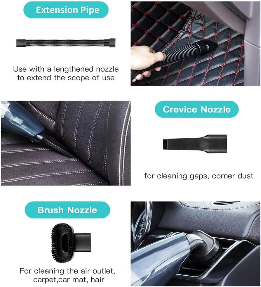 Cordless Car Vacuum Cleaner, 4500Pa Strong Suction Power, Suitable for Car, Pet Hair and Home Cleaning. （Black） image number 2