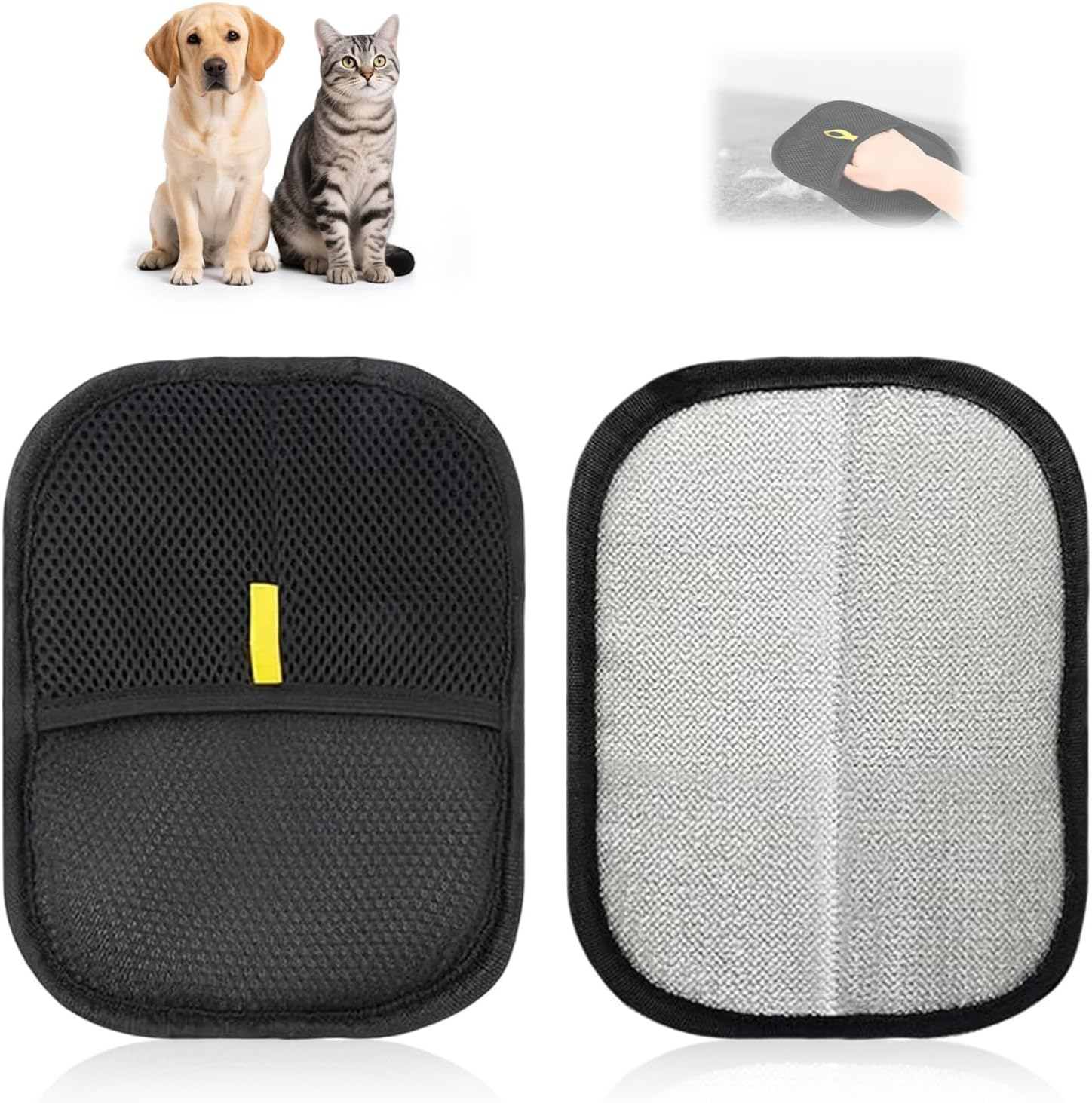 Pack of 2 Pet Hair Remover Cat Gloves, Double-Sided Fur Gloves, Cat Pet Grooming Gloves, Cat Pet Hair Remover for Washing Deshedding, Cleaning Carpets Sofas image number 1