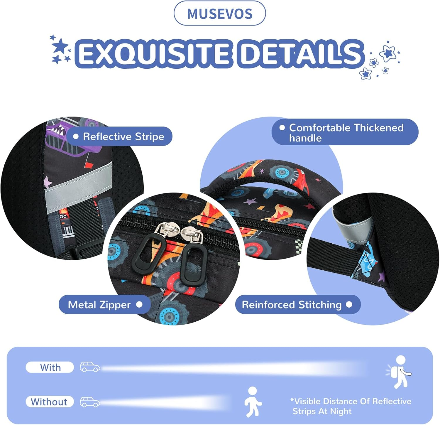 MUSEVOS Kids Backpack, Kawaii Printed Girls Boys Bookbags for Preschool, School Backpack for Elementary and Kindergarten image number 1