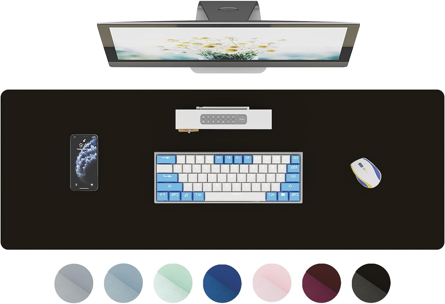 DAWNTREES 100X40Cm Leather Desk Pad Protector,Mouse Pad,Office Desk Mat, Non-Slip PU Leather Desk Blotter,Laptop Desk Pad,Waterproof Desk Writing Pad for Office and Home (Pink,100X40Cm)