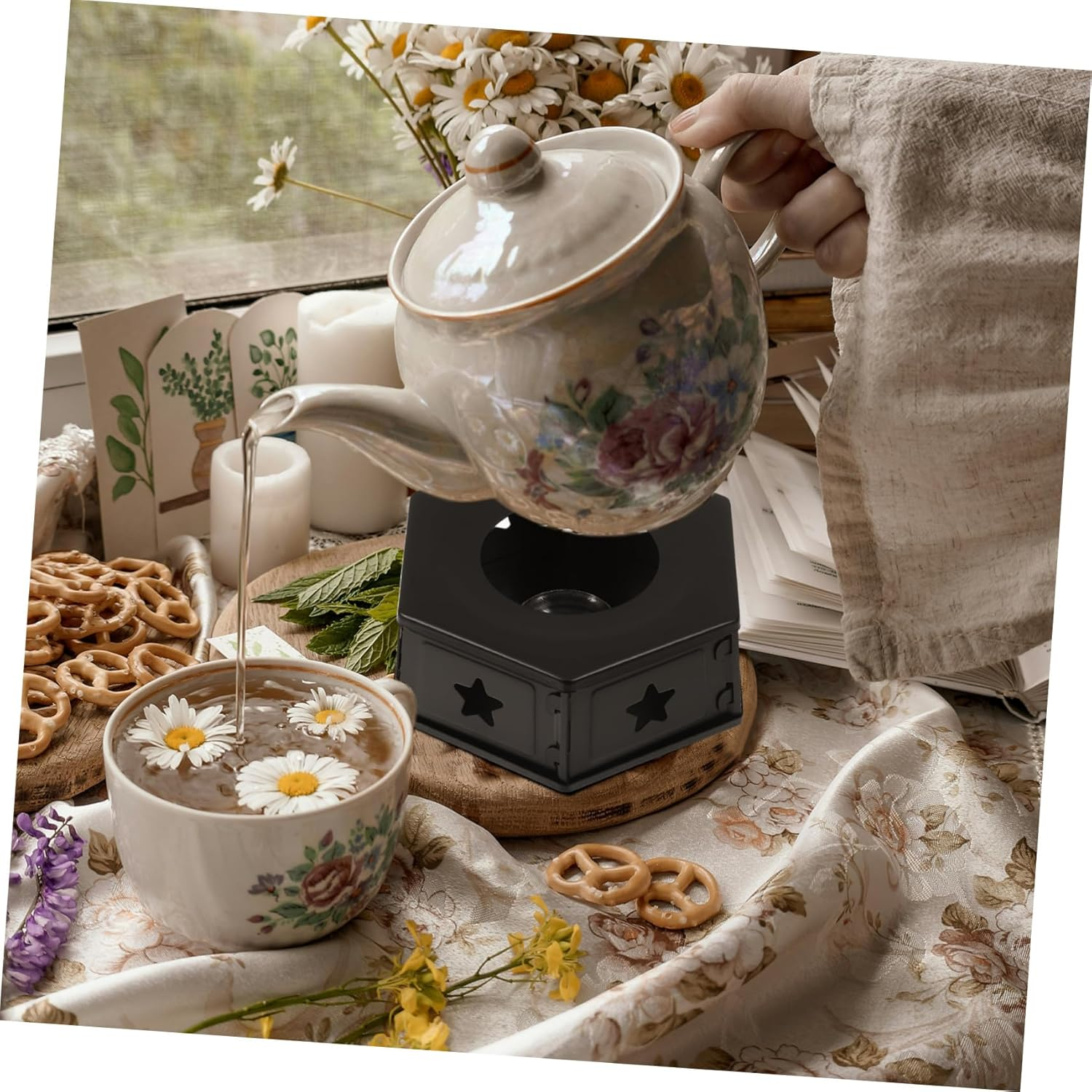 Gatuida Stainless Steel Teapot Warmer Base Portable Removable Tea Kettle Heater Multi-Functional Household Tea Warmer image number 1