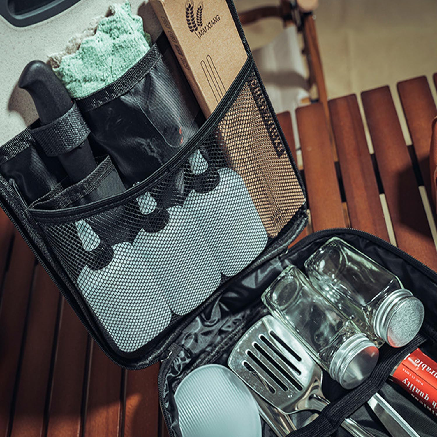 Portable Camping Kitchen Utensil Set,Camp Cookware Utensils Organizer Travel Kit,16 Pieces Cookware Kit, Travel Grill Set image number 6