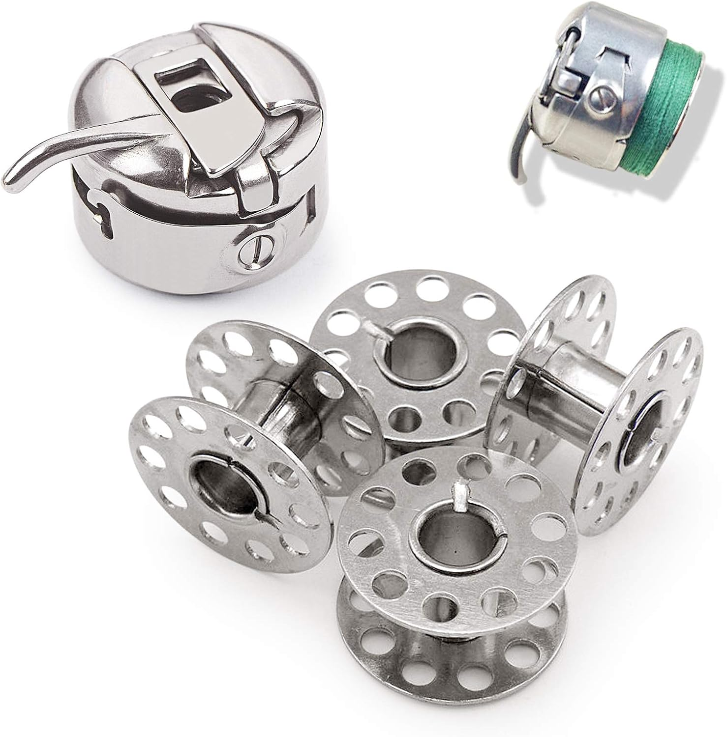 Kalevel 5Pcs Bobbin Case Bobbins Sewing Machine Presser Feet Sewing Kit for Low Shank Snap-On Singer Brother Babylock Euro-Pro Janome Kenmore White Juki Simplicity Elna Husqvarna Janome Bernina