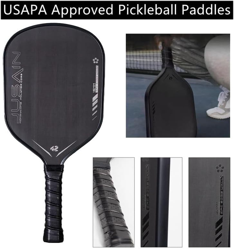 Pickleball Paddle - Carbon Fiber Pickleball Paddles - USAPA Approved -16MM Polypropylene Honeycomb Core-Increased Power and Spin for Ultimate Spin & Consistency for Novice and Pro