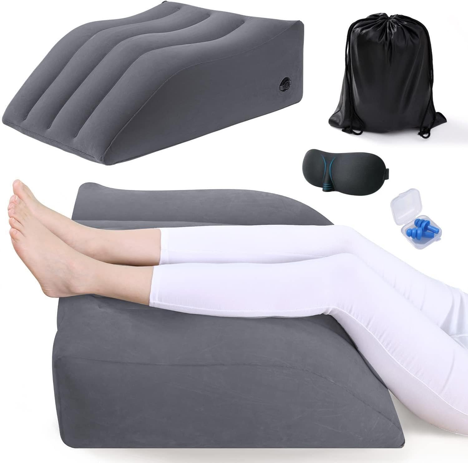 Leg Elevation Pillow,Inflatable Wedge Pillows,Comfort Leg Pillows for Sleeping,Improve Circulataion and Reduce Swelling,Improving Sleep Quality, Leg Wedge Pillows for after Aurgery,Foot,Ankle Recovery
