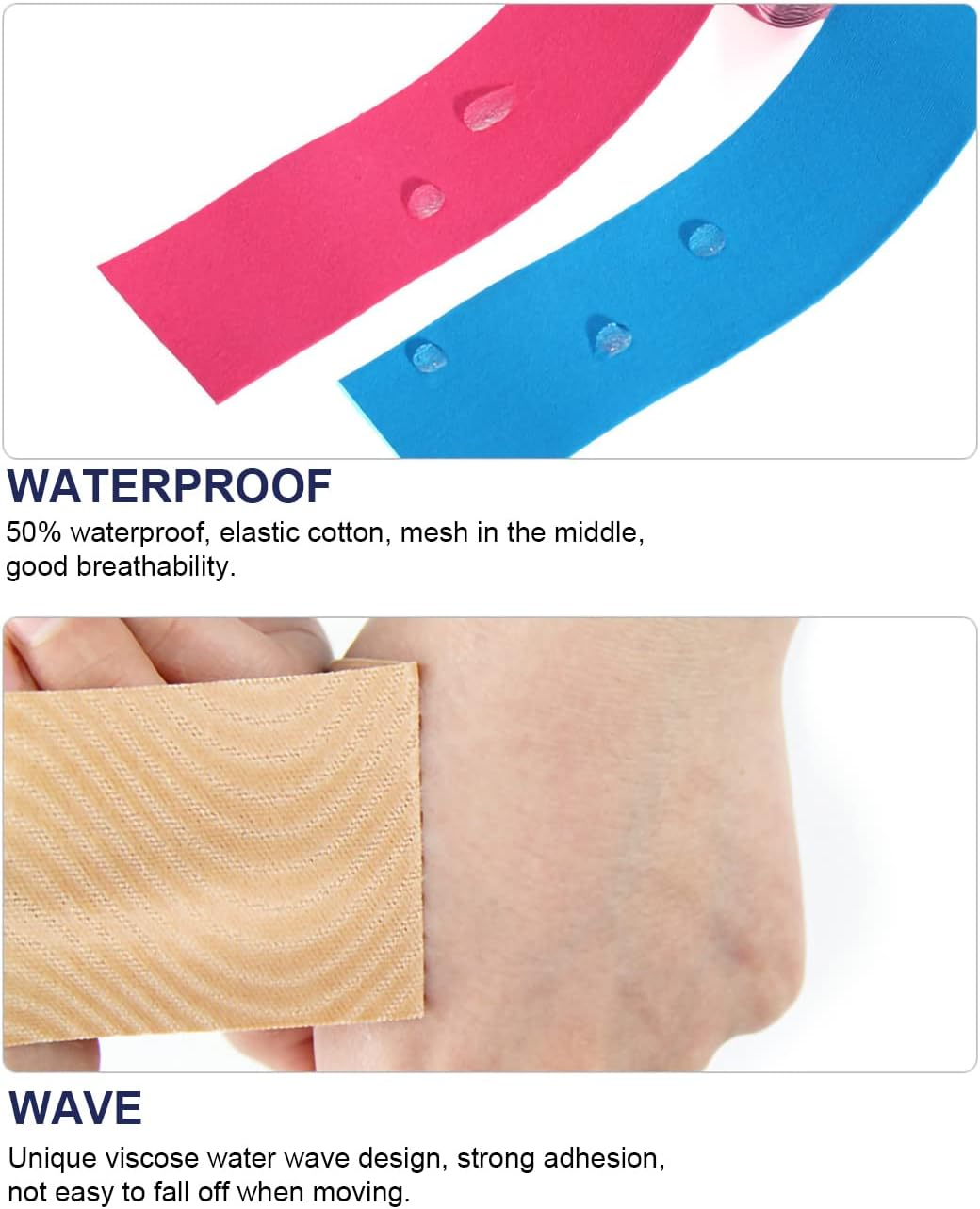 6 Packs Athletic Sports Waterproof Unisexs Kinesiology Tape 5Cm&times;5M,Sports Tape Strapping,Elastic Muscle Support Tape for Exercise & Sports,Provides Support for Muscles and Joints, Knees,Shoulders to Reduce Pain and Injury Recovery,Latex Free image number 4