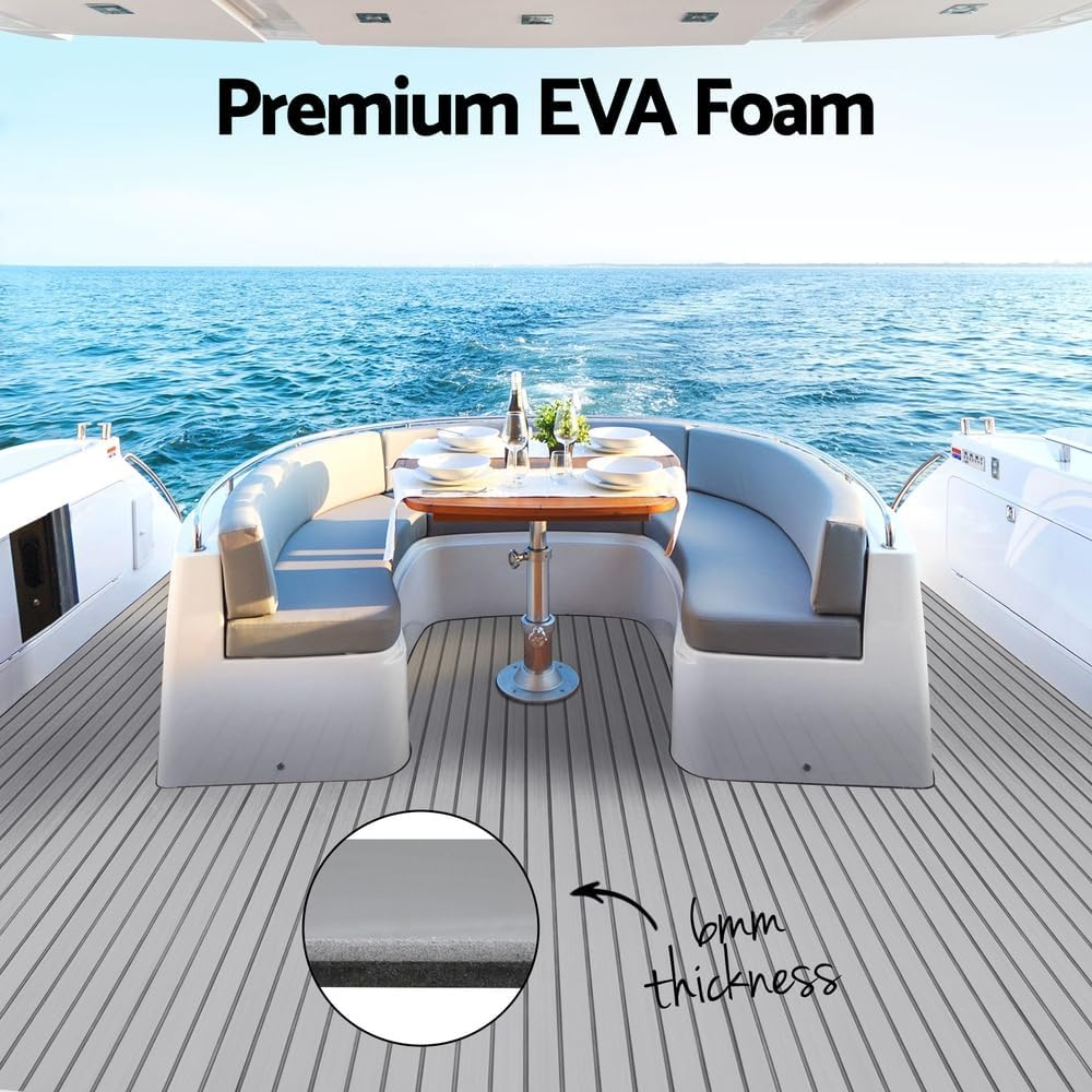 Seamanship EVA Boat Flooring Foam Mat Decking, DIY Rectangular Boats Mats Carpet Sheet Sea Flooring Trailer Roller Accessories Decor for Motorboat Yacht Kayak Swim Platform, Light Grey image number 1