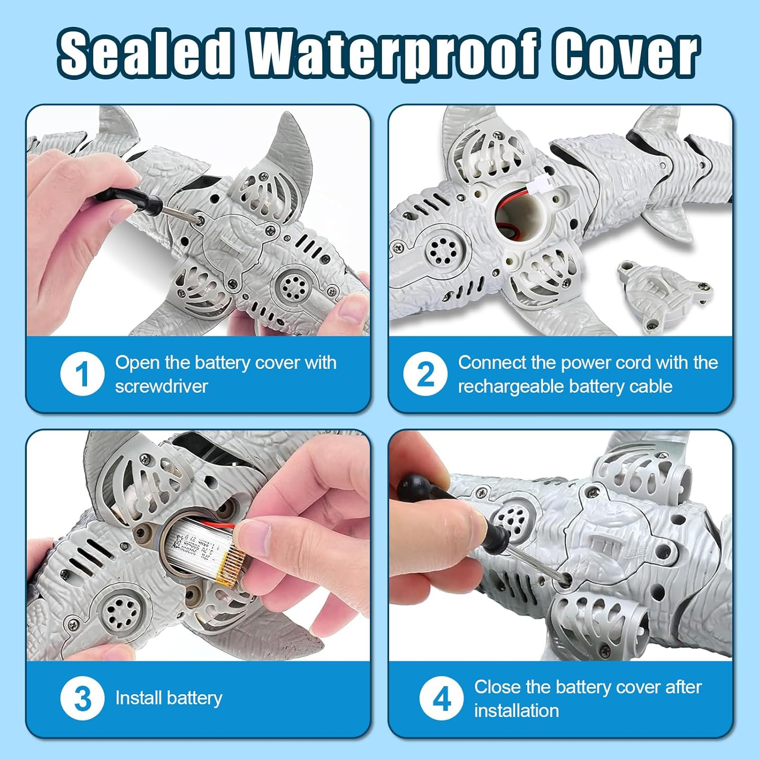 Remote Control Mosasaurus Dinosaur Toys for Kids, 2.4G Wireless Charging Simulation Dinosaur Spraying Shark Swinging with Light Mosasaurus Boys and Children Water Toy image number 4