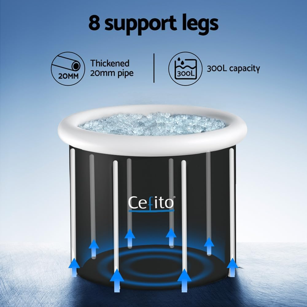 Weisshorn Ice Bath Tub, 300L 70 X 80Cm Inflatable Bathtub Cold Plunge Portable Bathtubs Folding Foldable Ices Tubs for Athletes Adult, 3-Layer Insulation with Protective Cover and 6 Support Legs Black image number 3