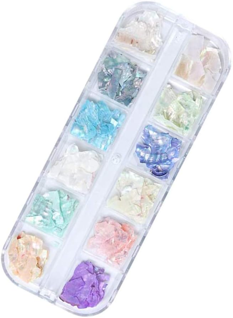 1 Box Diy Nail Art Decorations 3D Irregular Abalone Shell Shimmer Pearl Jewelry image number 3